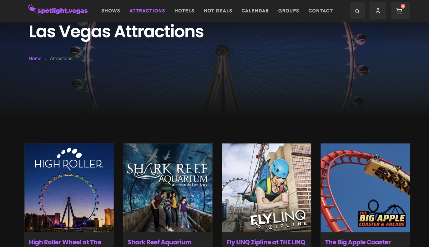 Spotlight.Vegas attractions listing page