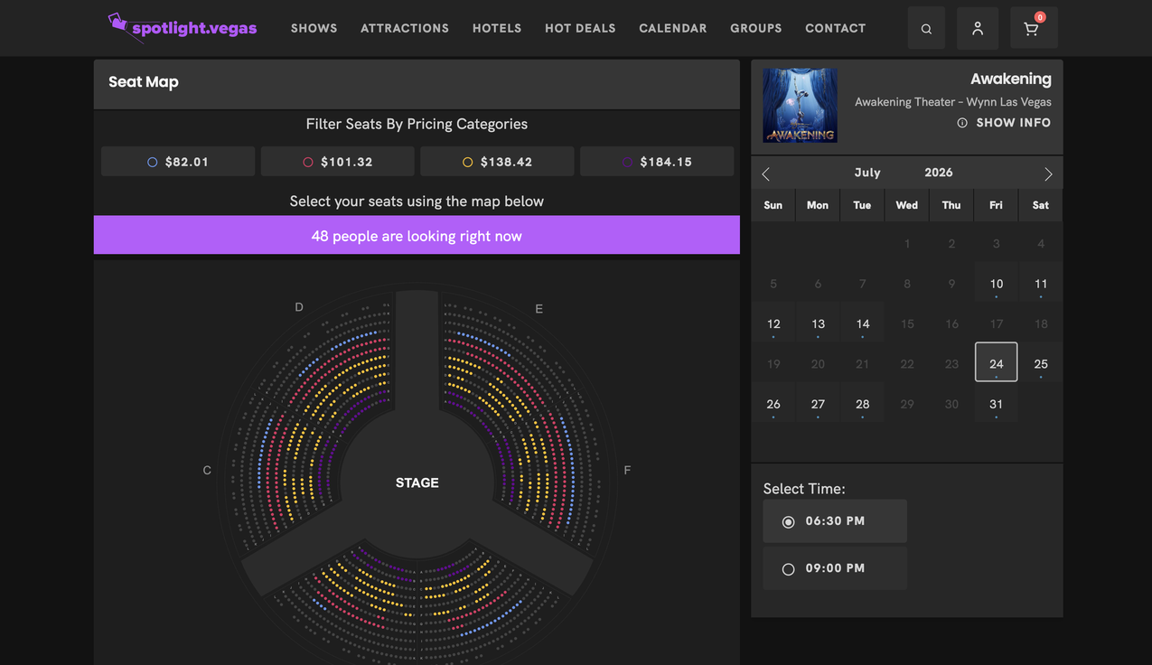 Spotlight.Vegas show detail page