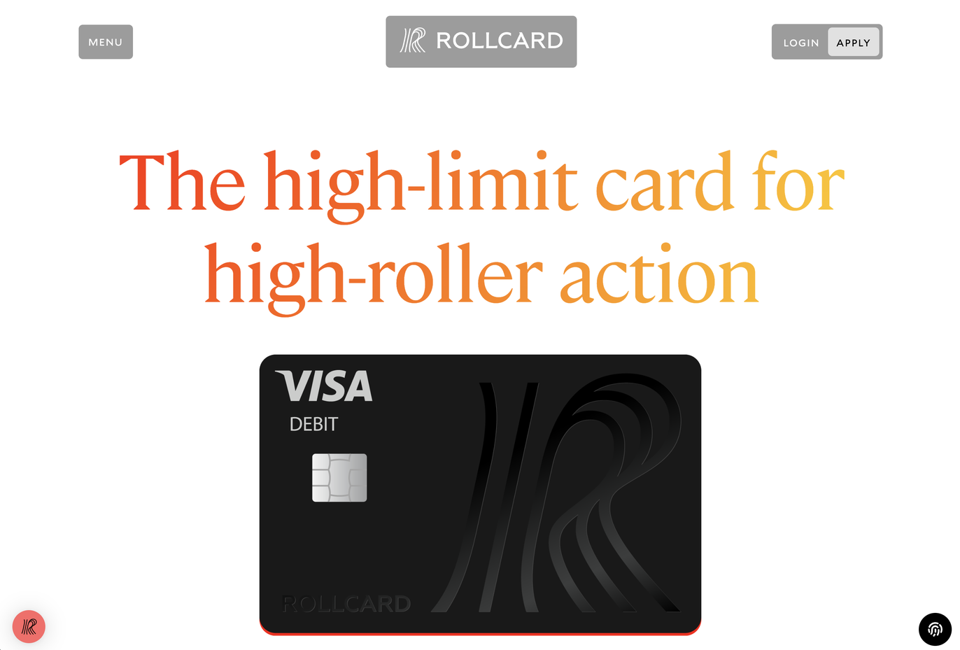 Rollcard homepage hero — the high-limit card for high-roller action